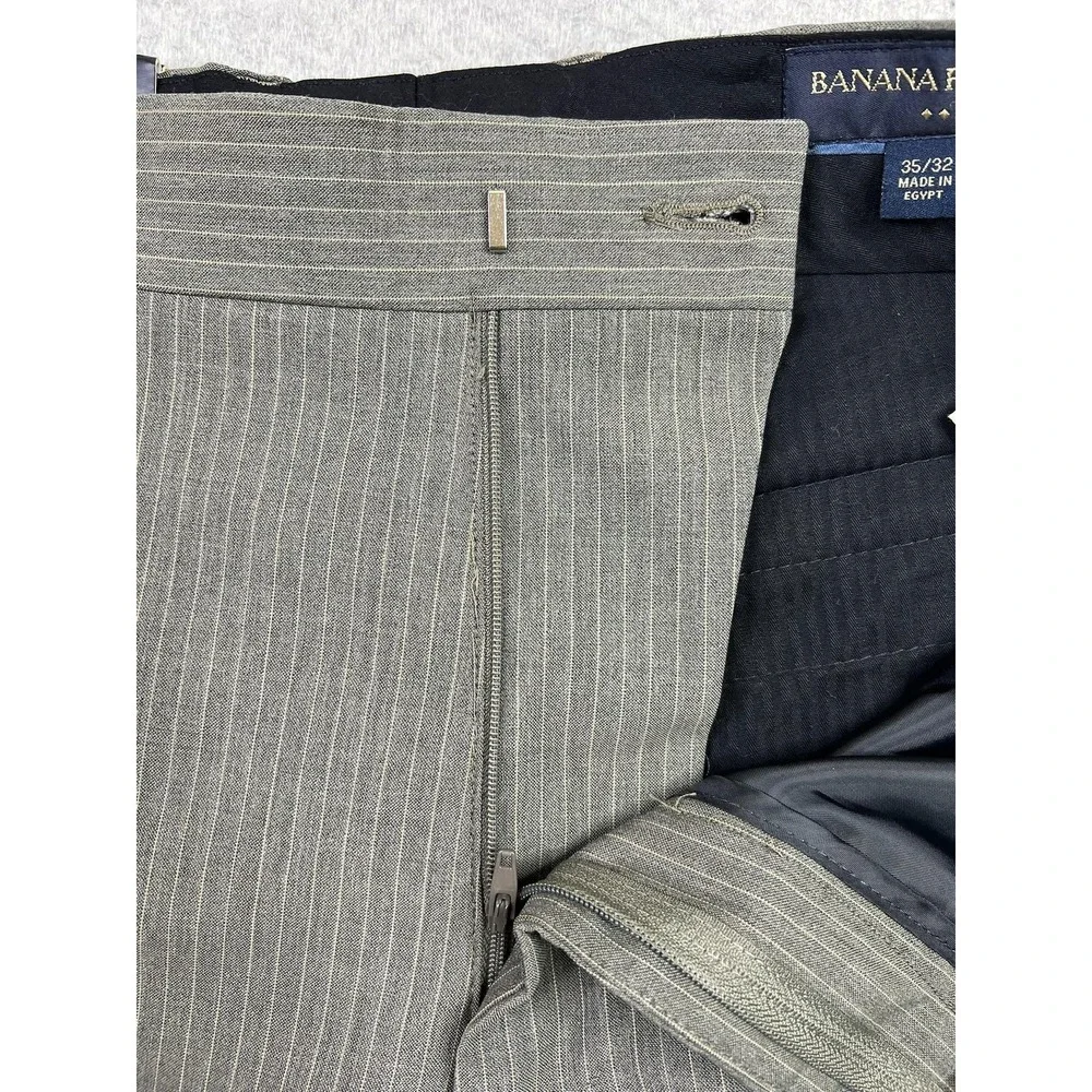 Banana Republic Dress Pants Mens 35x32 Gray Wool Blend Pinstripe Lined Business‎